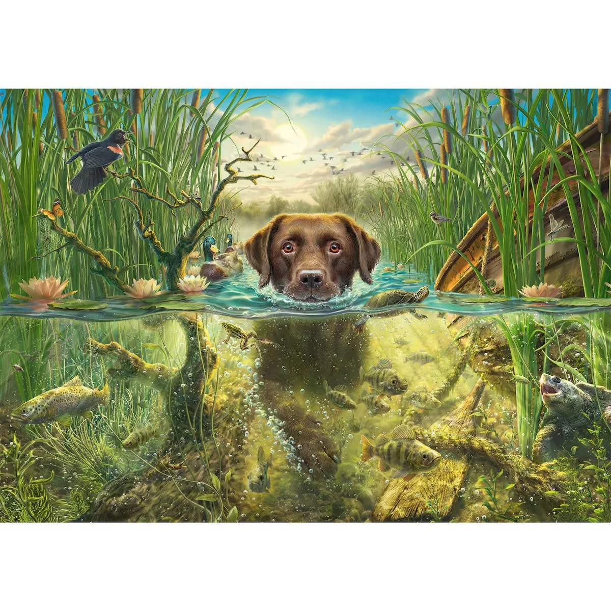 20260217144721_e86d28e4 Fredrickson: Brown Labrador In Cool Water Puzzle 2D 1000pcs - Image 1