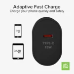 SBS Φορτιστής Χωρίς Καλώδιο με Θύρα USB-C 15W Power Delivery Μαύρος (TRC15W)