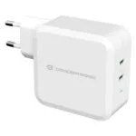 Conceptronic Φορτιστής Χωρίς Καλώδιο με 2 Θύρες USB-C 100W Power Delivery Λευκός (ALTHEA08W)