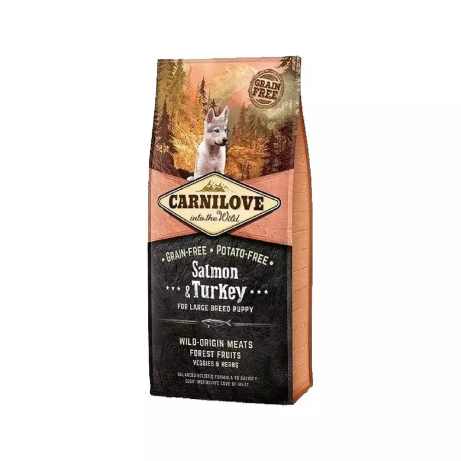 Carnilove Salmon & Turkey Puppy Large 4kg Ξηρά Τροφή χωρίς Σιτηρά για Κουτάβια Μεγαλόσωμων Φυλών με Γαλοπούλα και Σολομό - Image 1