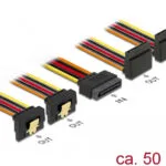 DeLock SATA 15 pin - 4x SATA 15 pin Angle (90°) Cable 0,5m (60155)