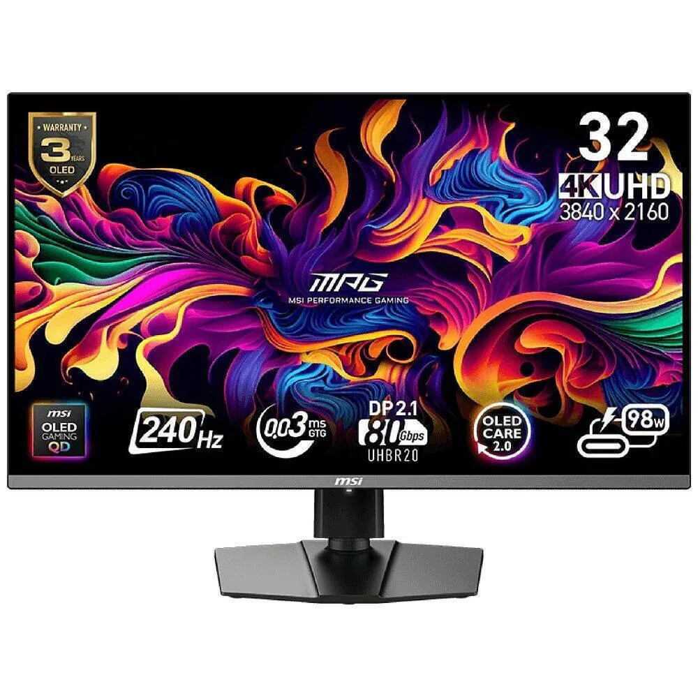 MSI MPG 322URXDE QD-OLED HDR Gaming Monitor 31.5" 4K 3840x2160 240Hz με Χρόνο Απόκρισης 0.03ms GTG - Image 1
