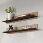Ράφι Τοίχου Soho Lefkas Oak/Black 125x20x20εκ.