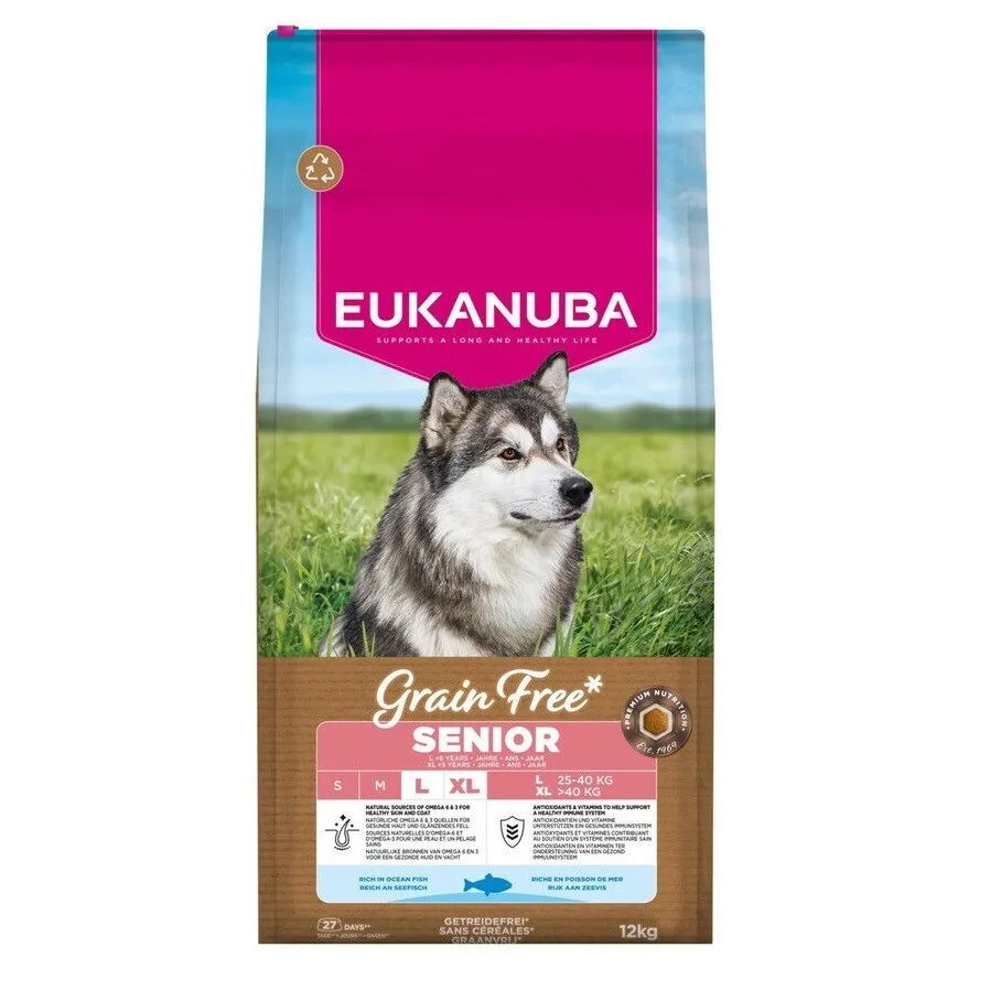 Eukanuba 12kg Ξηρά Τροφή χωρίς Σιτηρά για Ηλικιωμένους Σκύλους Μεγαλόσωμων Φυλών με Ψάρια - Image 1