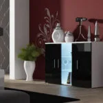 Μπουφές Soho Ξύλινος Λευκό / Μαύρο γυαλιστερό 120x41x80cm