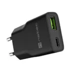 Natec Φορτιστής Χωρίς Καλώδιο GaN με Θύρα USB-A και Θύρα USB-C 20W Power Delivery Μαύρος (NUC-2377)