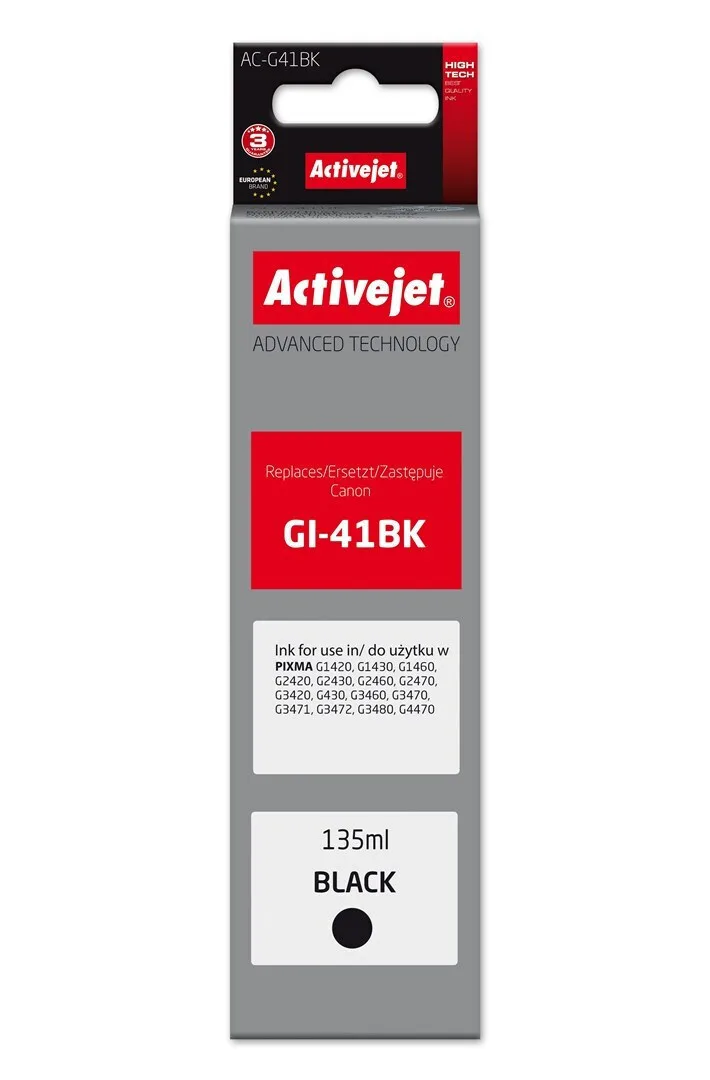 Active Jet Συμβατό Μελάνι Εκτυπωτή InkJet Canon Gi-41bk 4528c001 135ml Μαύρο 1τμχ AC-G41Bk - Image 1