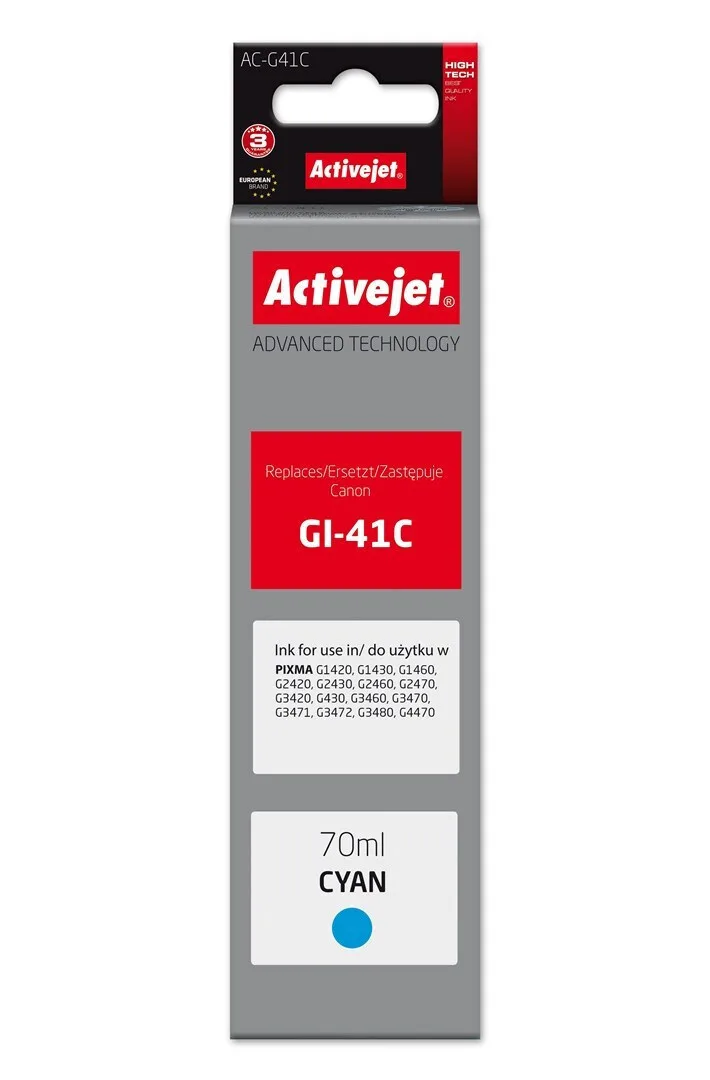 Active Jet Συμβατό Μελάνι Εκτυπωτή InkJet Canon Gi-41c 4543c001 70ml Κυανό 1τμχ AC-G41C - Image 1