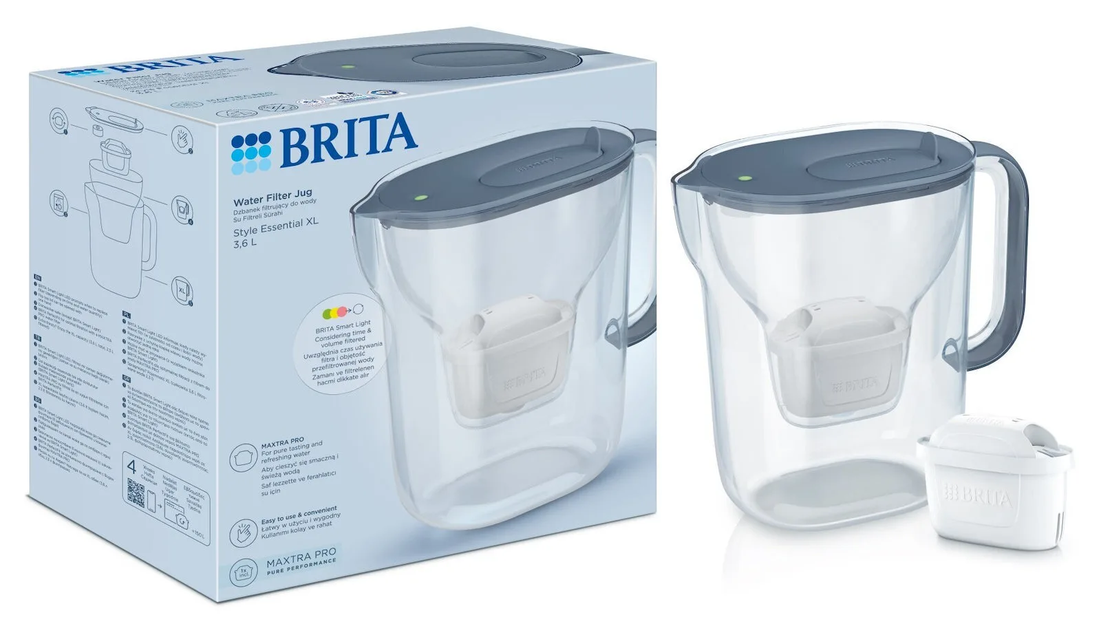 Brita Style Essential Xl Blue + Mx Pro Pure Κανάτα Σερβιρίσματος Πλαστική με Φίλτρο 2300ml - Image 1