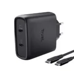 Trust Φορτιστής GaN με 2 Θύρες USB-C και Καλώδιο USB-C - USB-C 65W Μαύρος (Maxo)