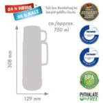 Rotpunkt Μπουκάλι Θερμός Πλαστικό / Γυάλινο 750ml White-yellow