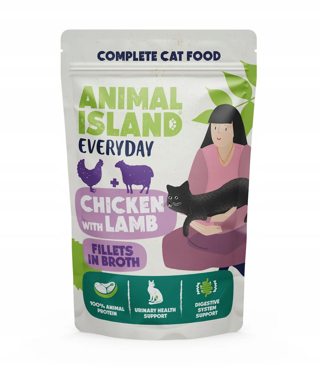 20260316112756_c32af1fd Animal Island Υγρή Τροφή για Γάτες σε Φακελάκι με Κοτόπουλο και Αρνί 12x85gr - Image 1