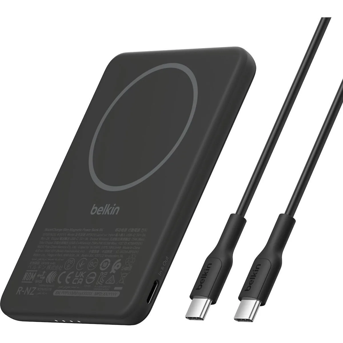 20260323122736_belkin_boostcharge_slim_magnetic_power_bank_5000mah_5w_me_thyra_usb_c_mayro Belkin BoostCharge Slim Magnetic Power Bank 5000mAh 5W με Θύρα USB-C Μαύρο - Image 1