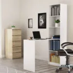 Γραφείο R50 Ξύλινο με Βιβλιοθήκη Λευκό 125x50x181εκ. R50 BIEL Z BIURKIEM