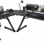 Γωνιακό Γραφείο Gaming Hero 7.0 Ξύλινο Μαύρο με Μεταλλικά Πόδια 154x117x74εκ.