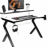 Γραφείο Gaming Hero 5.0 Ξύλινο Λευκό με Μεταλλικά Πόδια, LED & USB θύρες 120x59x112εκ. HZ-HERO-5.0-WHITE