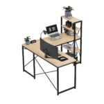 Γωνιακό Επαγγελματικό Γραφείο Leader Ξύλινο Oak 145x50x75εκ.