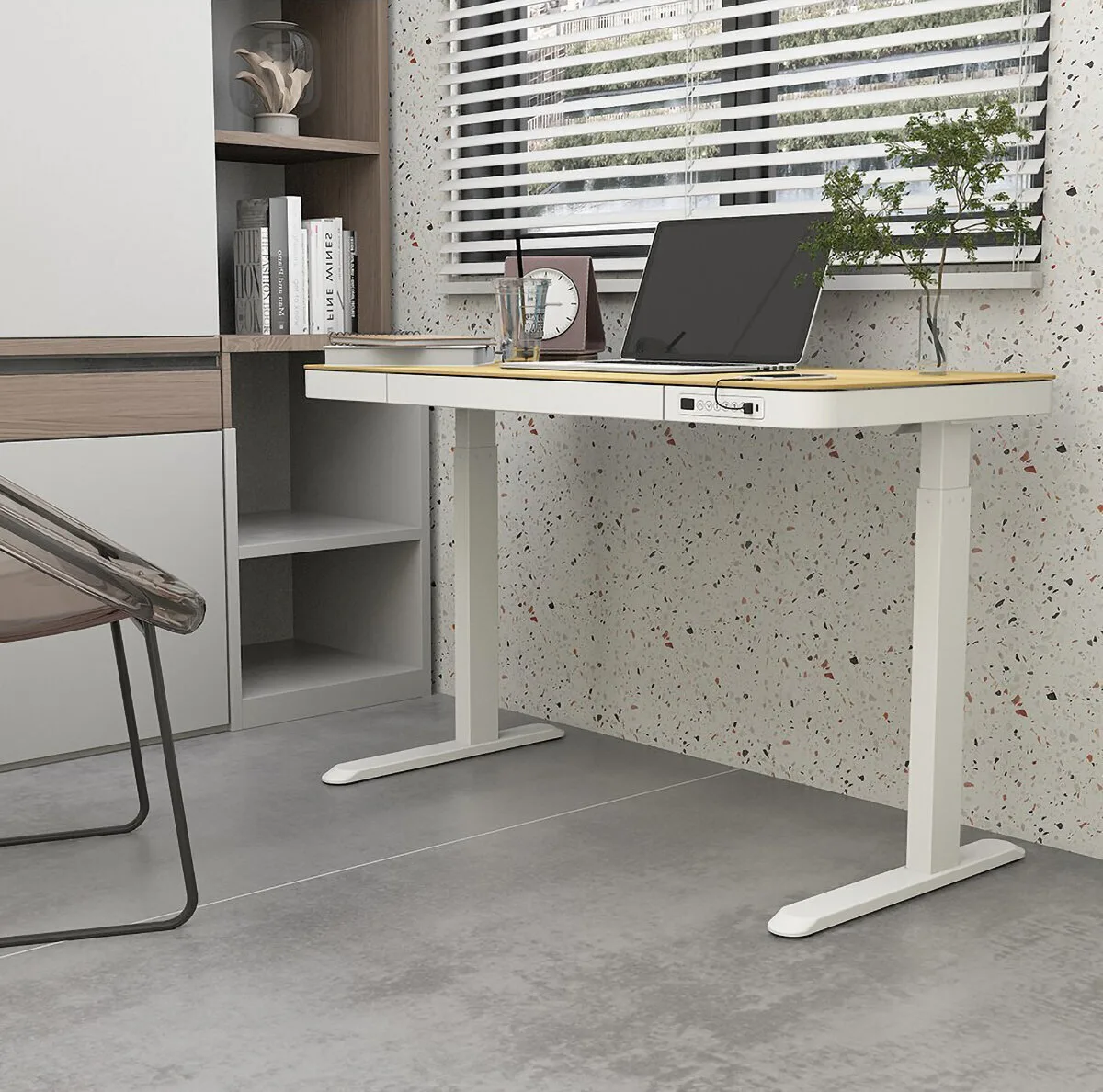 20260324143359_ilektriko_grafeio_xylino_white_me_metallika_podia_usb_thyres_120x60x72ek_et119w_c Ηλεκτρικό Γραφείο Ξύλινο White με Μεταλλικά Πόδια & USB θύρες 120x60x72εκ. ET119W-C - Image 1