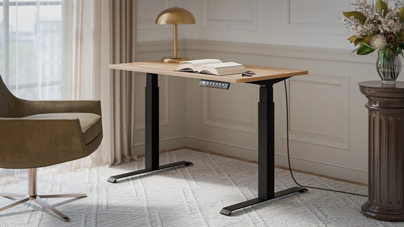 Γραφείο Gaming Ξύλινο Black/wood με Μεταλλικά Πόδια & Ρυθμιζόμενο Ύψος 121x67x72εκ. - Image 1