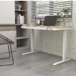 Ηλεκτρικό Γραφείο Ξύλινο White/oak με Μεταλλικά Πόδια & USB θύρες 140x70εκ.