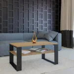 Ορθογώνιο Τραπεζάκι Σαλονιού Modern Ξύλινο Μπεζ Μ90xΠ58xΥ50εκ.