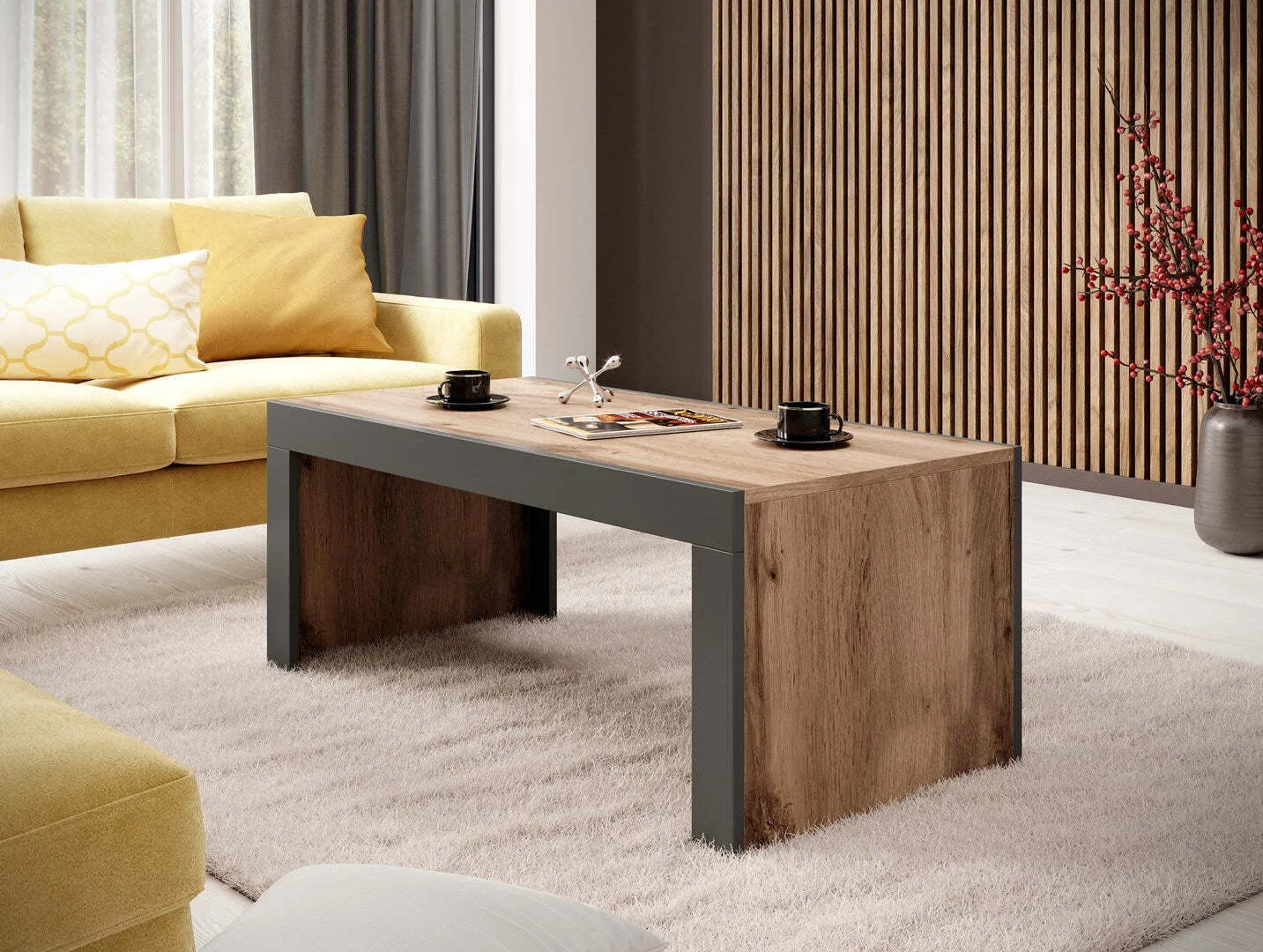 20260324160308_orthogonio_trapezaki_saloniou_mila_xylino_oak_wotan_anthracite_m120xp60xy50ek Ορθογώνιο Τραπεζάκι Σαλονιού Mila Ξύλινο oak wotan + anthracite Μ120xΠ60xΥ50εκ. - Image 1