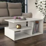 Ορθογώνιο Βοηθητικό Τραπεζάκι Prima Biel Ξύλινο Λευκό Μ57xΠ90xΥ75εκ.