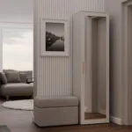 Μονόφυλλη Ντουλάπα με Καθρέπτη Μπεζ 50x35x180cm