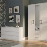 Romana 120 Τρίφυλλη Ντουλάπα με Καθρέπτη Λευκή 120x52x205cm