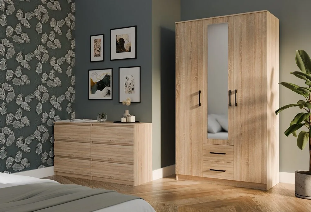 20260326172455_romana_120_son_l_difylli_ntoulapa_me_kathrepti_oak_120x52x205cm Romana 120 Son L Δίφυλλη Ντουλάπα με Καθρέπτη Oak 120x52x205cm - Image 1