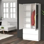Δίφυλλη Ντουλάπα με Καθρέπτη White 116x50x180cm 10315
