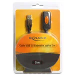 DeLock USB 2.0 Cable USB-A male - USB-A female Μαύρο 5m (82308)