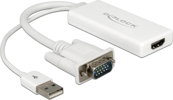 20150331132116_delock_vga_male_hdmi_female_usb_a_male_62460 DeLock Μετατροπέας VGA male σε HDMI female Λευκό 1τμχ 62460 - Image 1