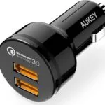 Aukey Φορτιστής Αυτοκινήτου CC-T8 36W 3A Γρήγορης Φόρτισης με Θύρες: 2xUSB μαζί με Καλώδιο Micro-USB Μαύρος