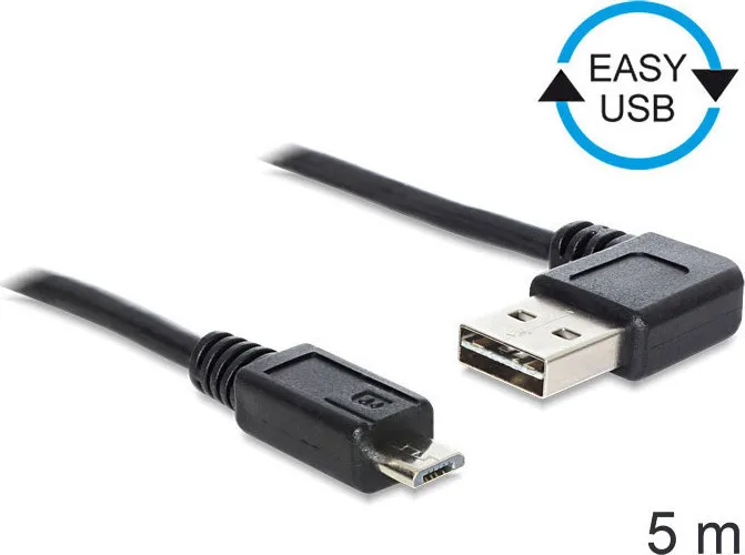 DeLock Angle (90°) USB 2.0 to micro USB Cable Μαύρο 5m (83385) - Image 1
