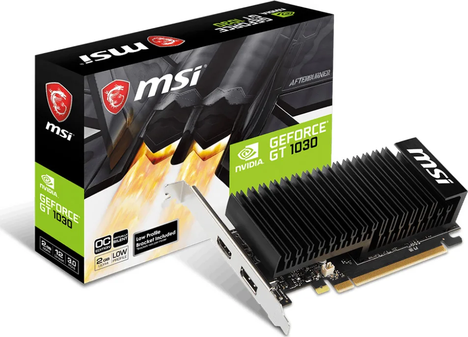 MSI GeForce GT 1030 2GB GDDR4 2GHDA LP OC Κάρτα Γραφικών V809-2825R 912-V809-4068 - Image 1