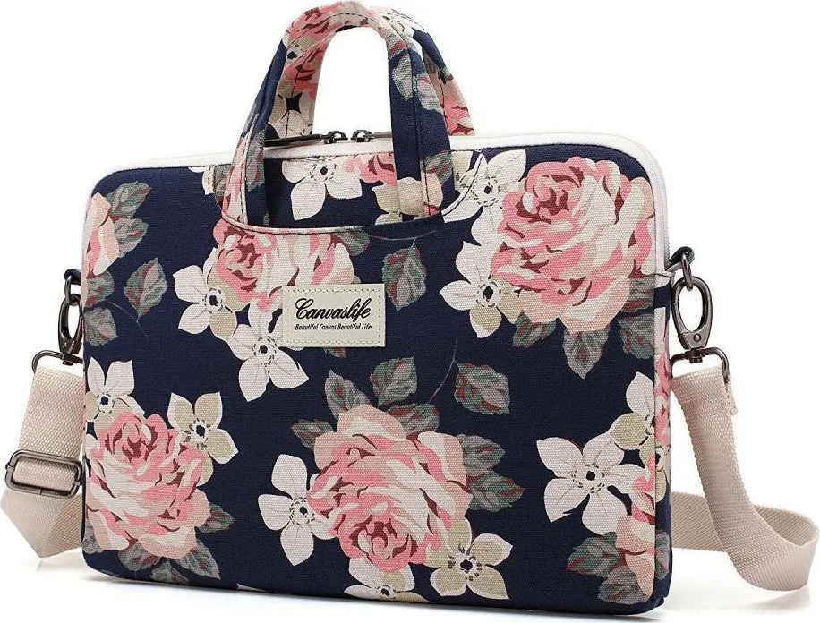 20190204133227_oem_canvaslife_briefcase_navy_rose_15 Θήκη Μεταφοράς Tech-protect Canvaslife Briefcase Sleeve Laptop 15-16 Macbook 15 Μπλε Ροζ - Image 1