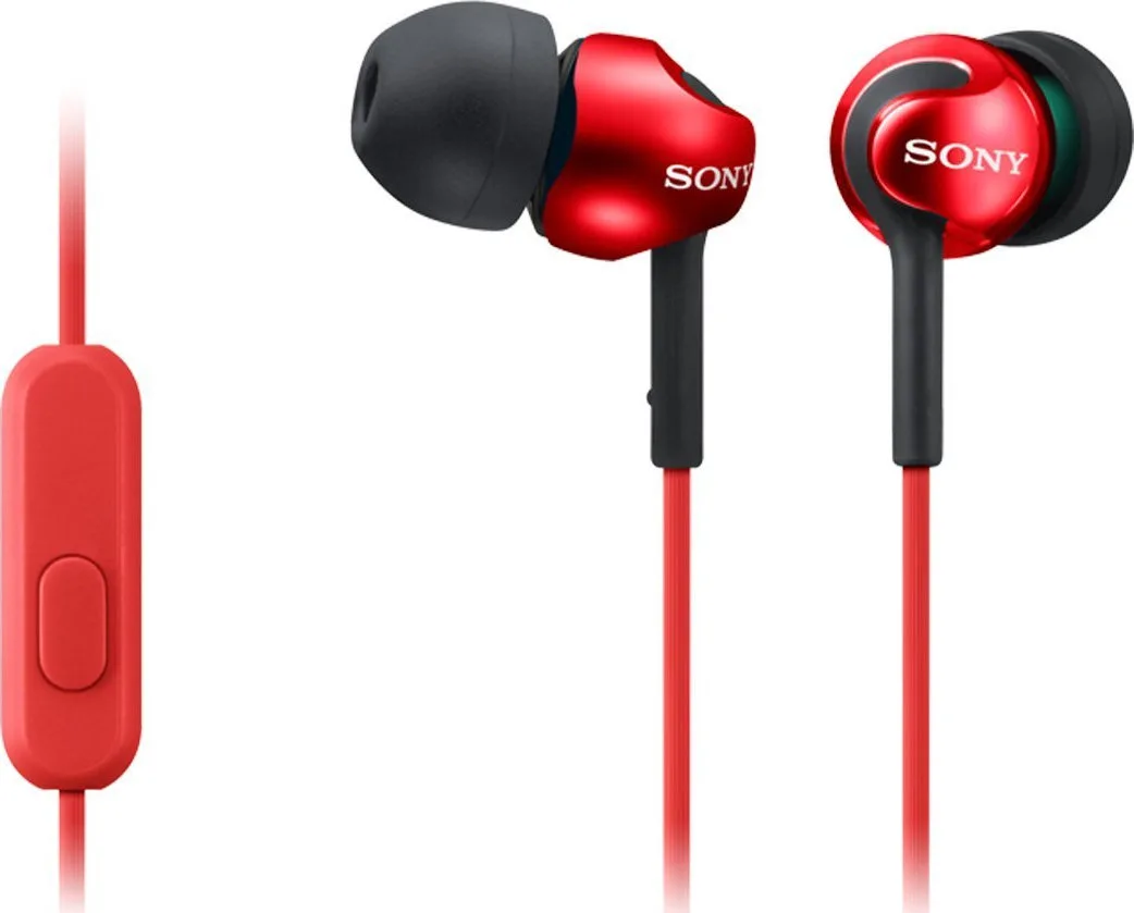 20190703134500_sony_mdr_ex110ap_kokkino Sony MDR-EX110AP In-ear Handsfree με Βύσμα 3.5mm Κόκκινο - Image 1