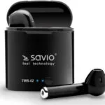 Savio TWS-02 Earbud Bluetooth Handsfree Ακουστικά με Θήκη Φόρτισης Μαύρα