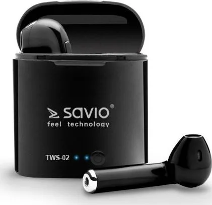 20191112122729_savio_tws_02_mayro Savio TWS-02 Earbud Bluetooth Handsfree Ακουστικά με Θήκη Φόρτισης Μαύρα - Image 1