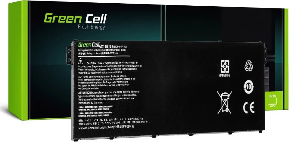 Green Cell Συμβατή Μπαταρία για Acer Aspire / Chromebook E 11 ES1-111M/ES1-131/E 15 ES1-512/CB3-111 με 2200mAh (AC52) - Image 1
