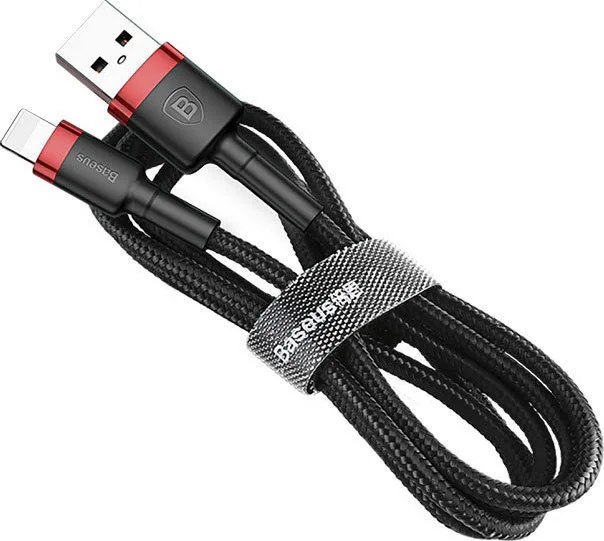 Baseus Cafule Braided USB to Lightning Cable Black/Red 1m (CALKLF-B19) - Image 1