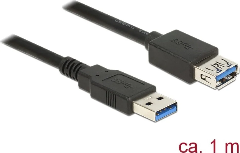 DeLock USB 3.0 Cable USB-A male - USB-A female 1m (85054) - Image 1