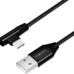 LogiLink Angle (90°) / Braided USB 2.0 Cable USB-C male - USB-A male Μαύρο 0.3m (CU0137)