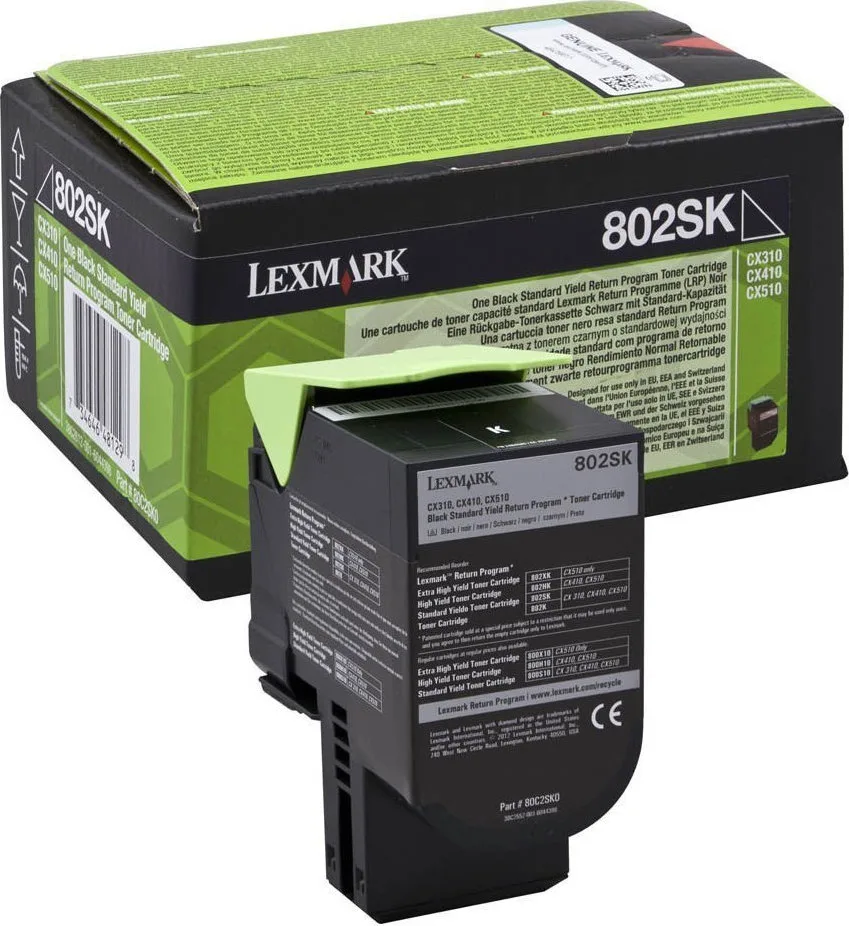 Lexmark 802K Γνήσιο Toner Laser Εκτυπωτή Μαύρο Return Program 1000 Σελίδων 80C20K0 - Image 1