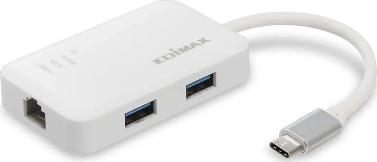 20200327172402_edimax_eu_4308 Edimax EU-4308 USB 3.1 Hub 3 Θυρών με σύνδεση USB-C / Ethernet Λευκό - Image 1