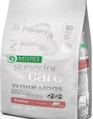 Nature's Protection Superior Care White Dogs 1.5kg Ξηρά Τροφή χωρίς Σιτηρά & Γλουτένη για Κουτάβια με Σολομό - Image 1