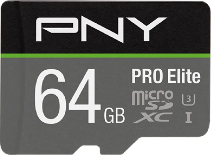 PNY Pro Elite microSDXC 64GB U3 V30 A1 UHS-I 100MB/sμε αντάπτορα - Image 1