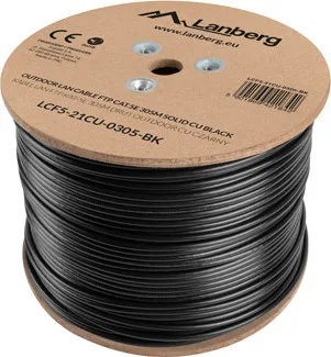 Lanberg F/FTP Cat.5e Καλώδιο Δικτύου Ethernet χωρίς ακροδέκτες 305m Μαύρο 1τμχ LCF5-21CU-0305-BK - Image 1