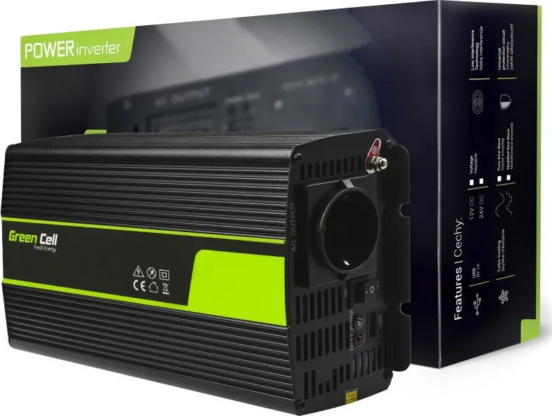 20200623115525_green_cell_car_power_inverter_12v_to_230v_1500w Green Cell Power Inverter Αυτοκινήτου Τροποποιημένου Ημιτόνου 1500W για Μετατροπή 24V DC σε 230V AC με 1xUSB INV23 - Image 1